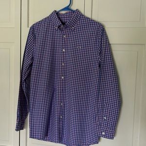 Vineyard Vines  XL (18) Blue and Pink Gingham Whale Shirt